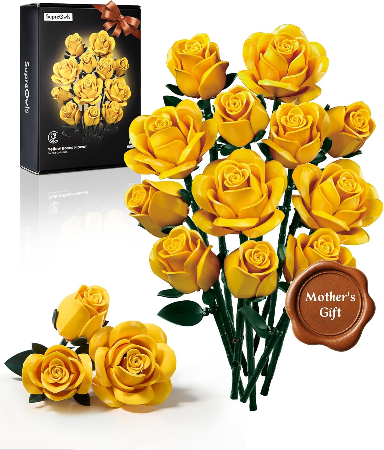 Thumbnail 6 de Millionspring Burgunderroter Rosenstrauß-Bausatz mit 12 burgunderroten Kunstrosen