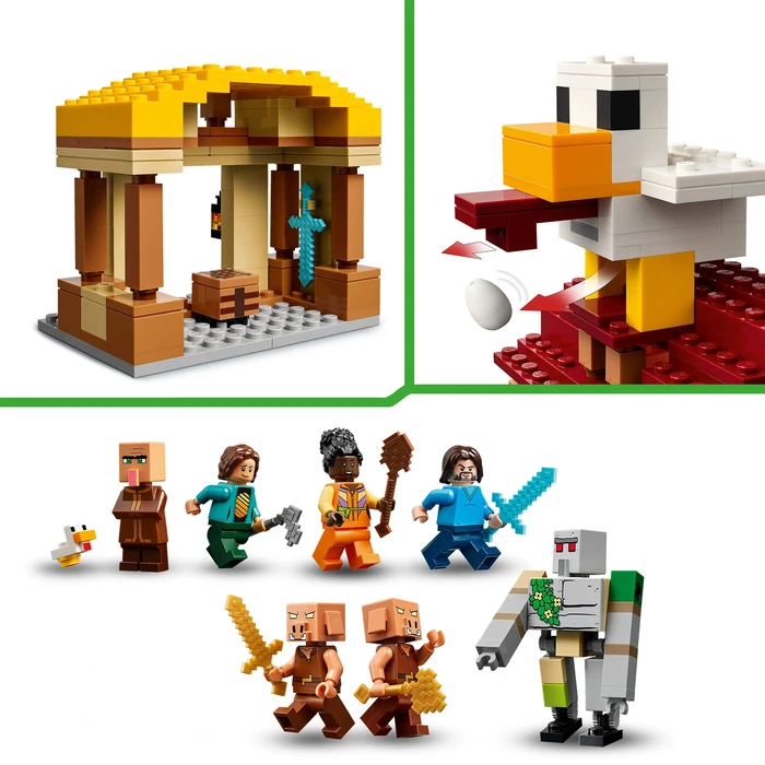 Thumbnail 2 de LEGO Minecraft Angriff des Ghast-Ballons 21273 – Dorfplatz mit Verteidigung & fliegendem Ghast-Ballon
