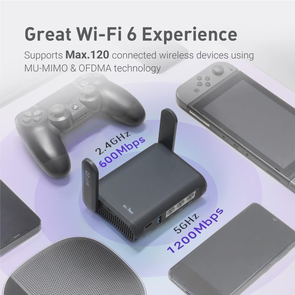 Thumbnail 2 de GL.iNet AXT1800 (Slate AX) Router WiFi 6: portatile, 3 porte Gigabit e VPN integrata