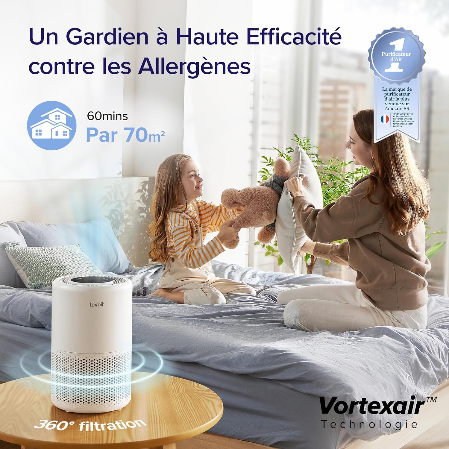Detalle 2 de LEVOIT Core 200S – Purificateur d'Air silencieux pour pièces jusqu’à 35 m² avec veilleuse et contrôle via Alexa