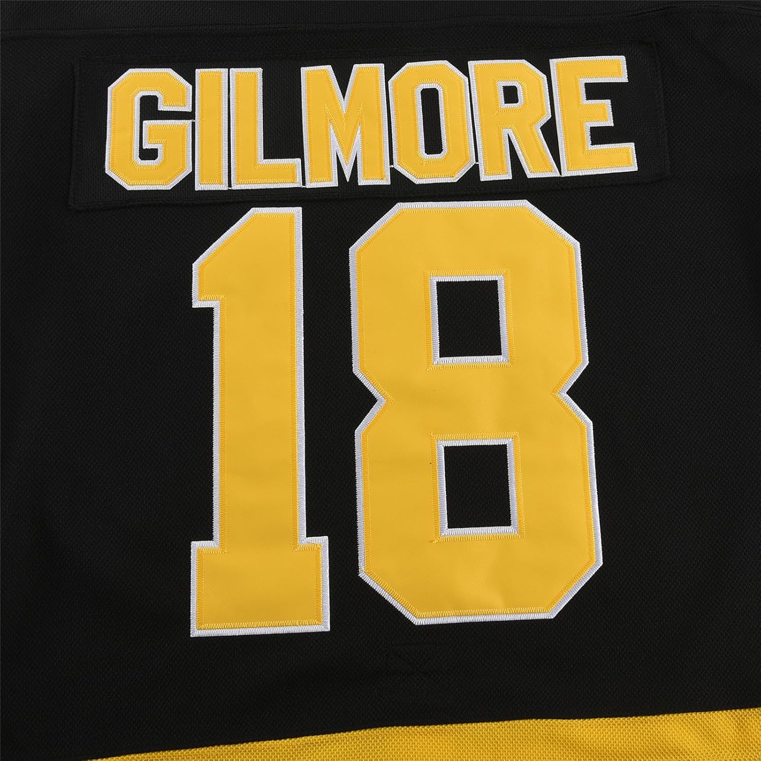 Detalle 2 de KOKJUX Youth Happy Gilmore #18 Stitched Hockey Jersey, Black Mesh