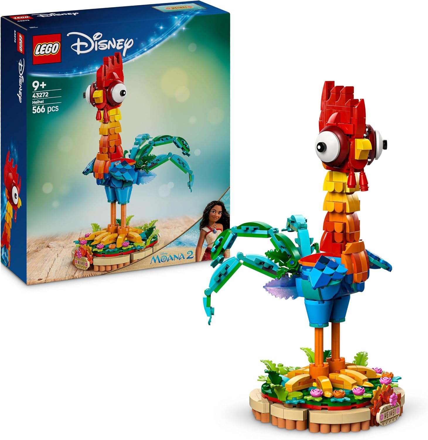 LEGO ǀ Disney Vaiana 2 Heihei – Figurine articulée à construire et présentoir décoratif