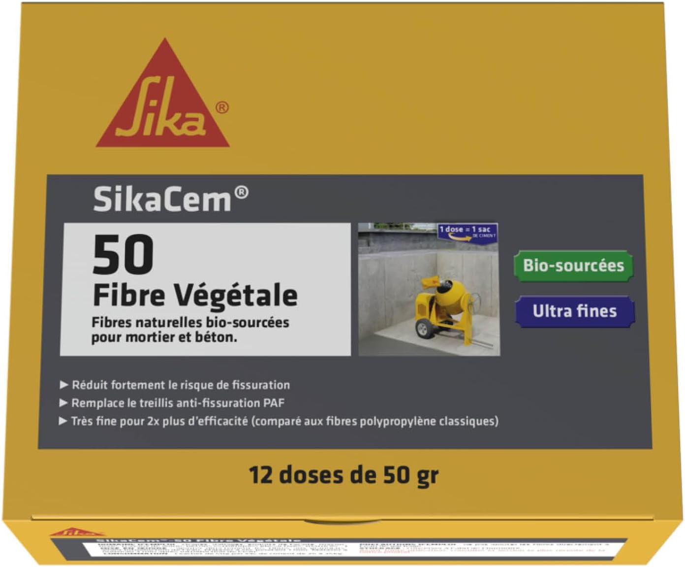 Detalle de SikaCem-50 Fibre Végétale : fibres naturelles bio-sourcées pour béton et mortier