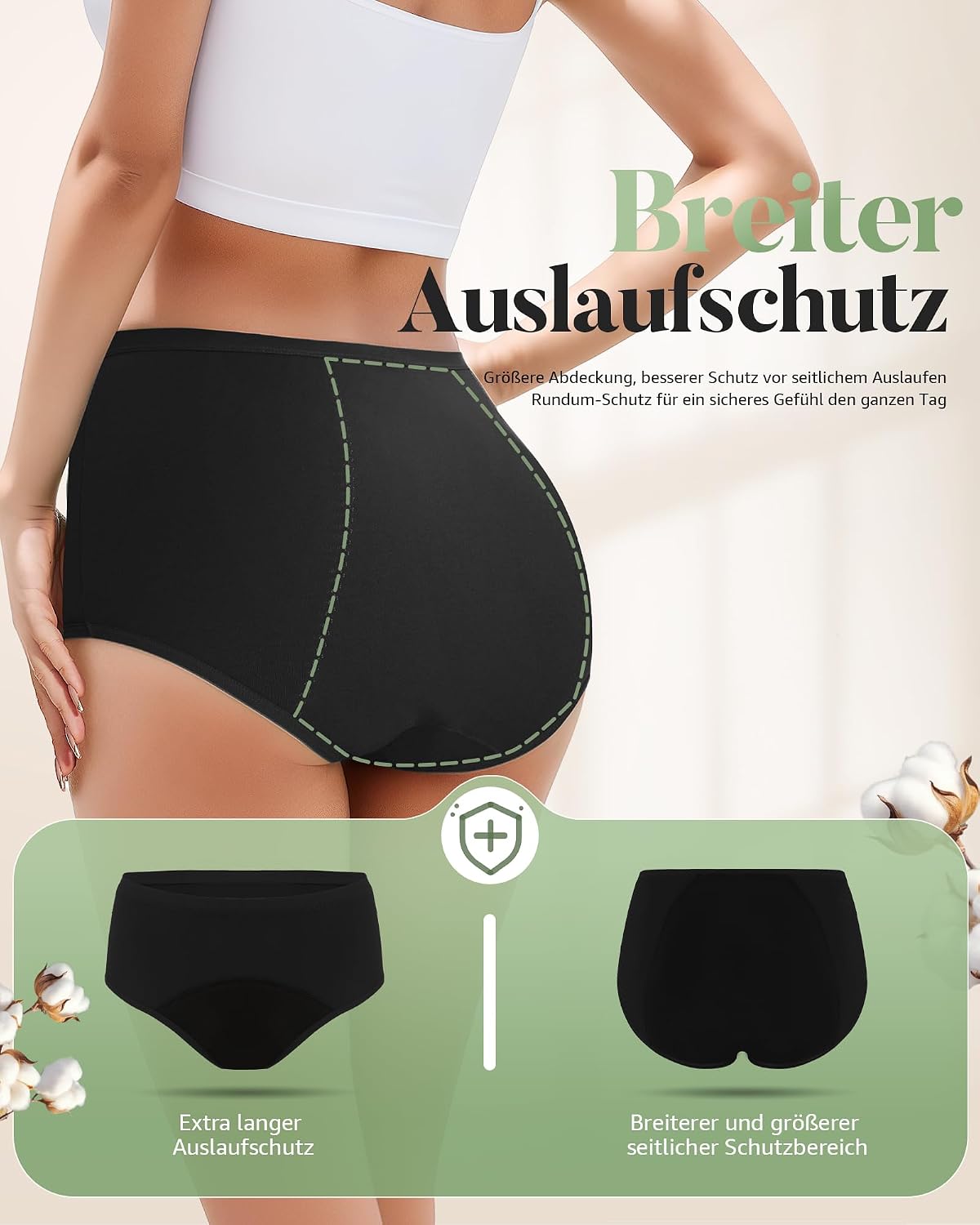 Detalle 2 de TANSTC Periodenunterwäsche, High Waist 3er Pack