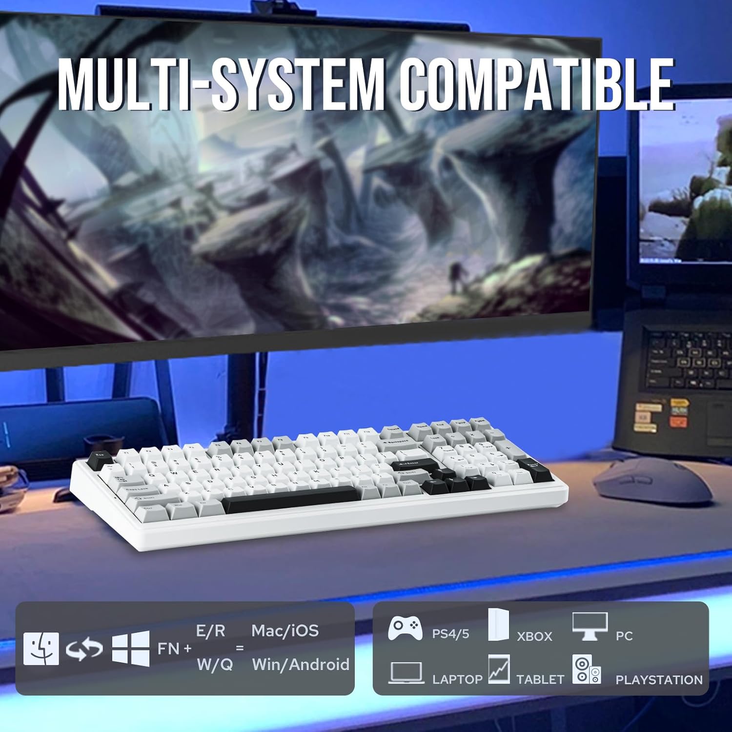 Thumbnail 2 de EPOMAKER x Aula F99 Wireless Mechanical Keyboard (EPOMAKER Reaper Switch, White Grey)