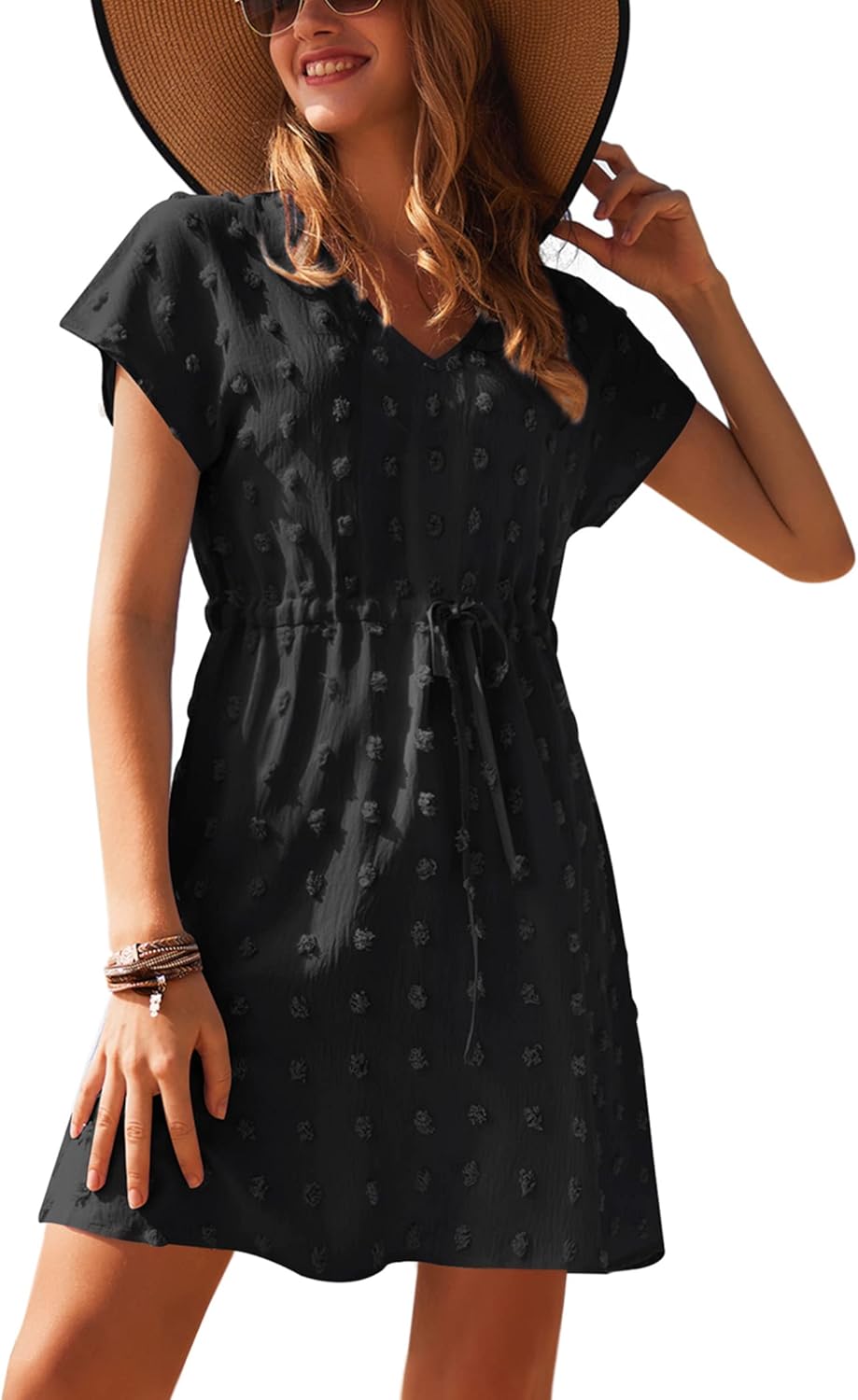Thumbnail 6 de Ekouaer Women's Beach Dress: Lightweight V-Neck Cover Up in Swiss Dot Detail