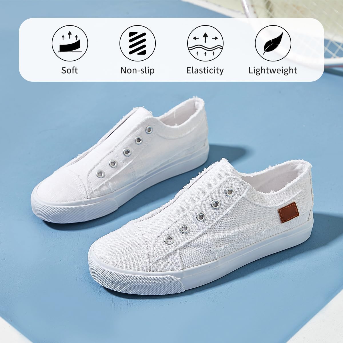 Detalle de Women’s Slip-On Canvas Sneakers with Non-Slip Rubber Sole