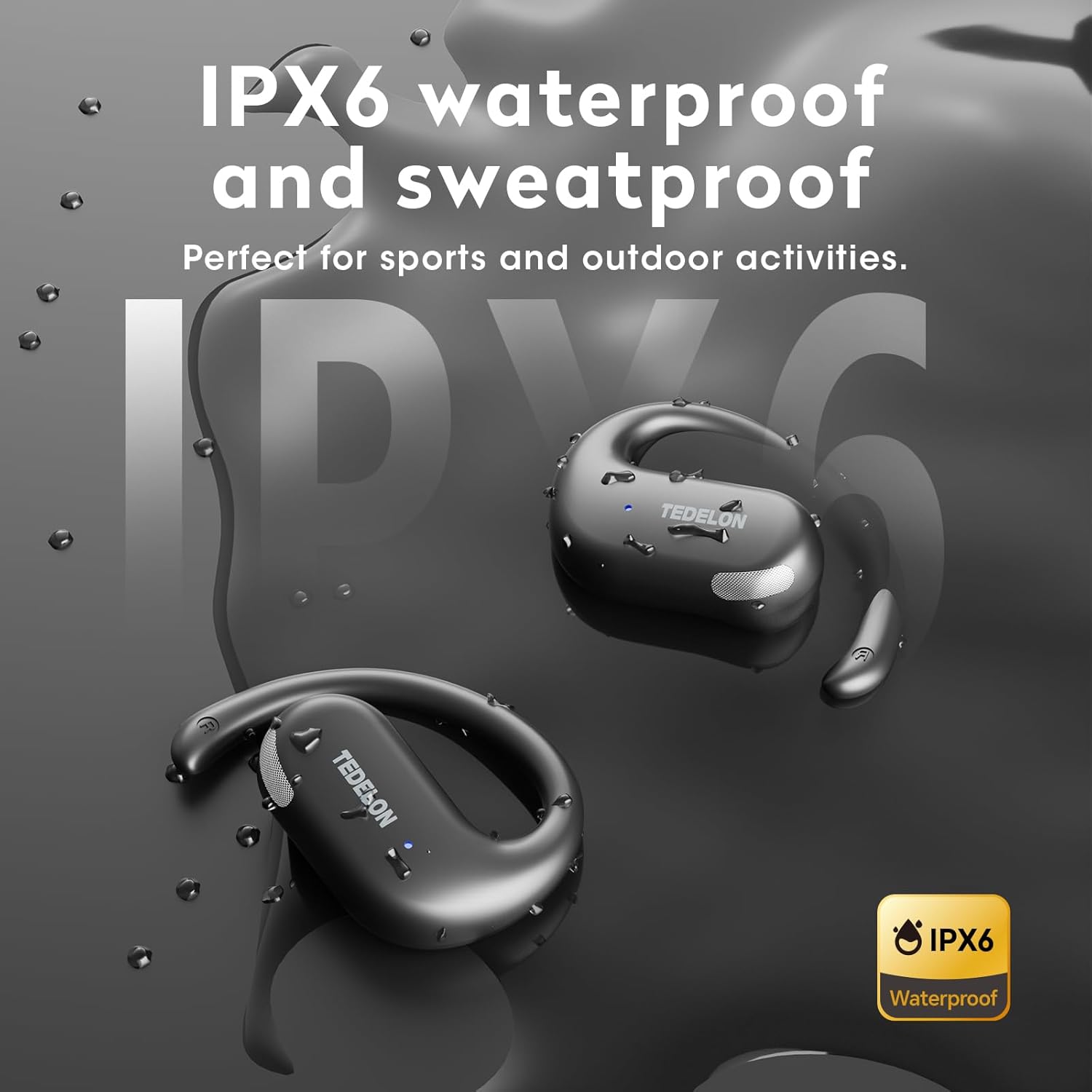 Thumbnail 4 de TEDELON Open Ear Earbuds (Bluetooth 5.4) with 50H Battery, IPX6, Adjustable Ear Hooks