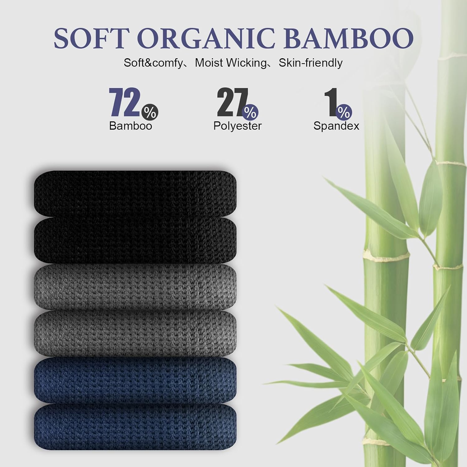 Detalle de Niorasen Extra Wide Diabetic Bamboo Socks – 3 Pairs for Swollen Feet and Legs