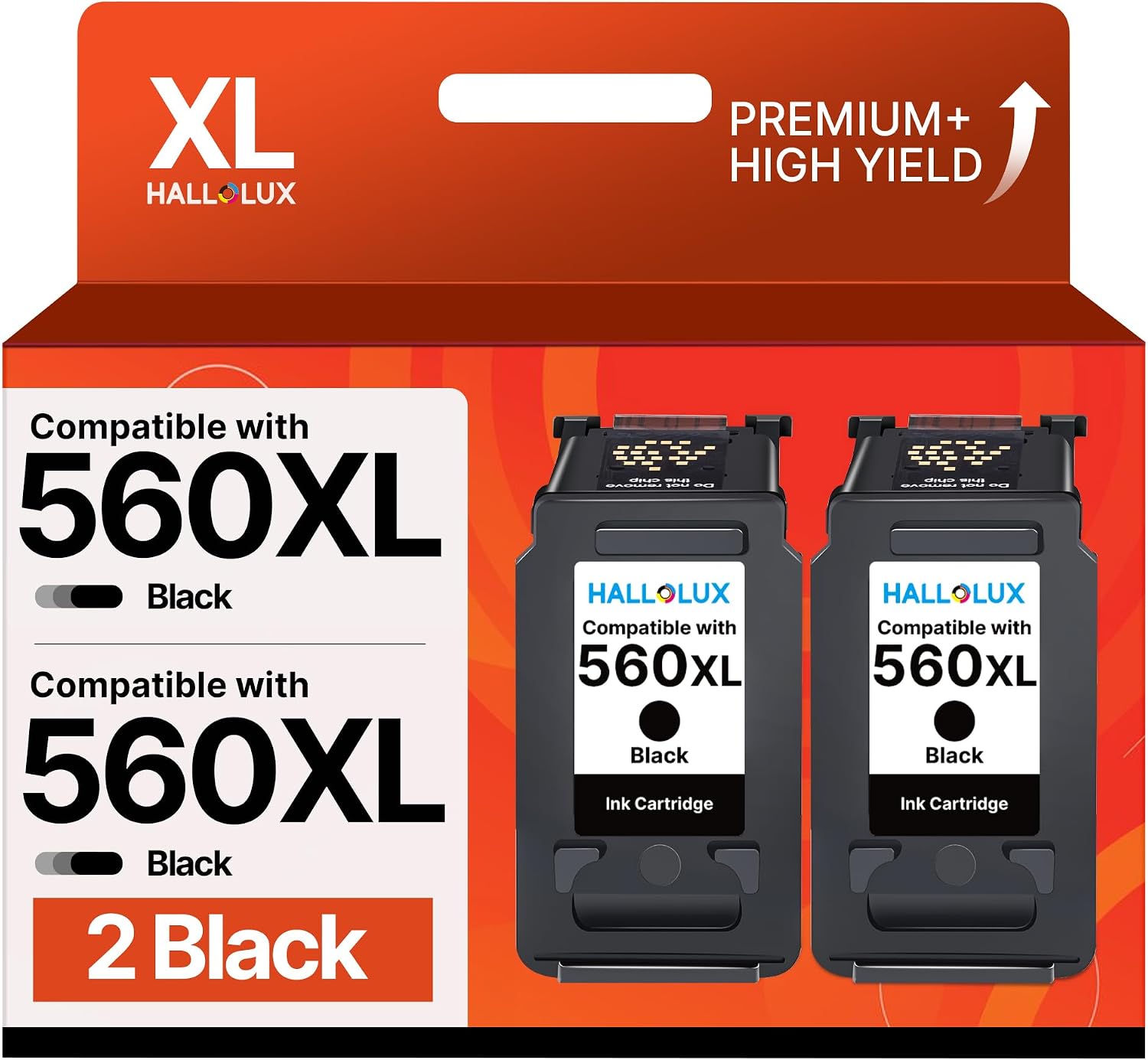 Detalle de HALLOLUX 560XL Black Ink Cartridges (2-Pack) for Canon TS5350/TS7450 Series