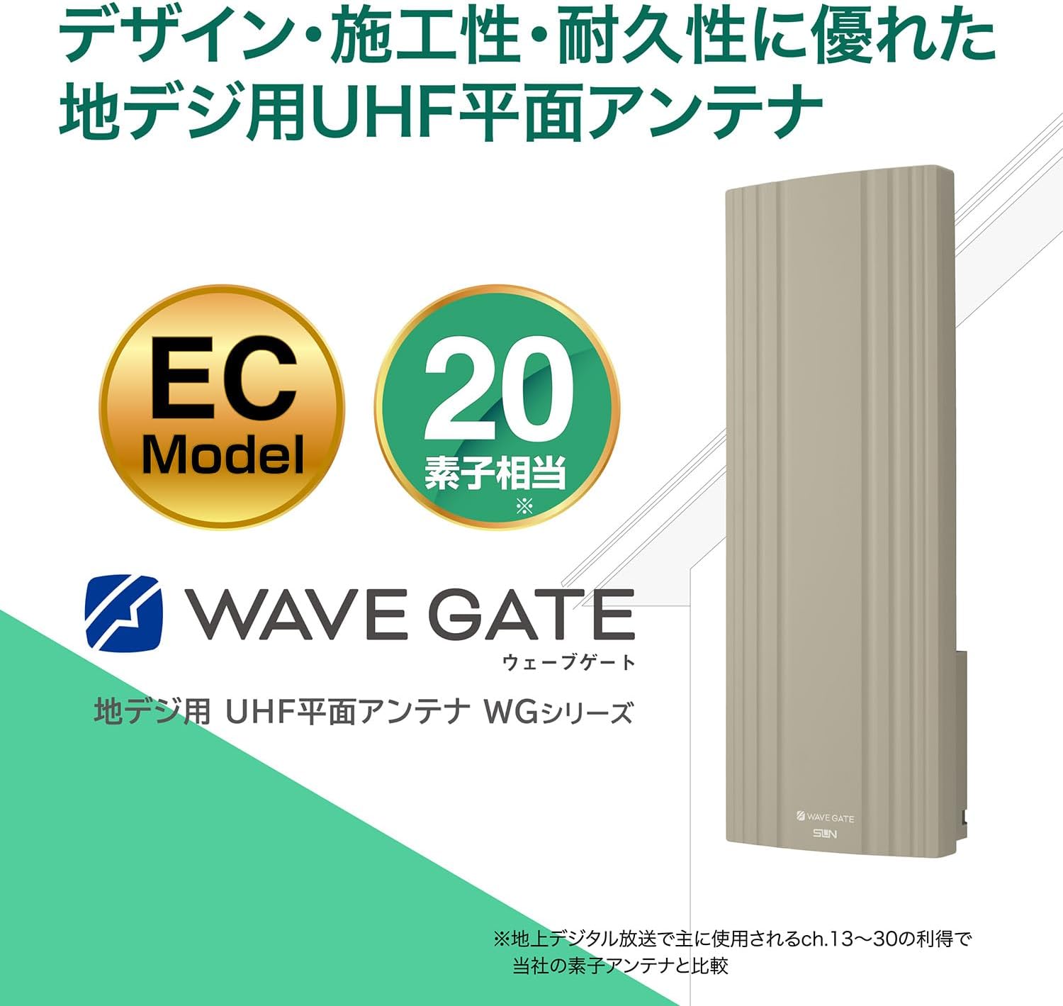 Detalle 2 de サン電子 WG20-G-EC 地デジ用UHF平面アンテナ 20素子・水平偏波用・グレージュ