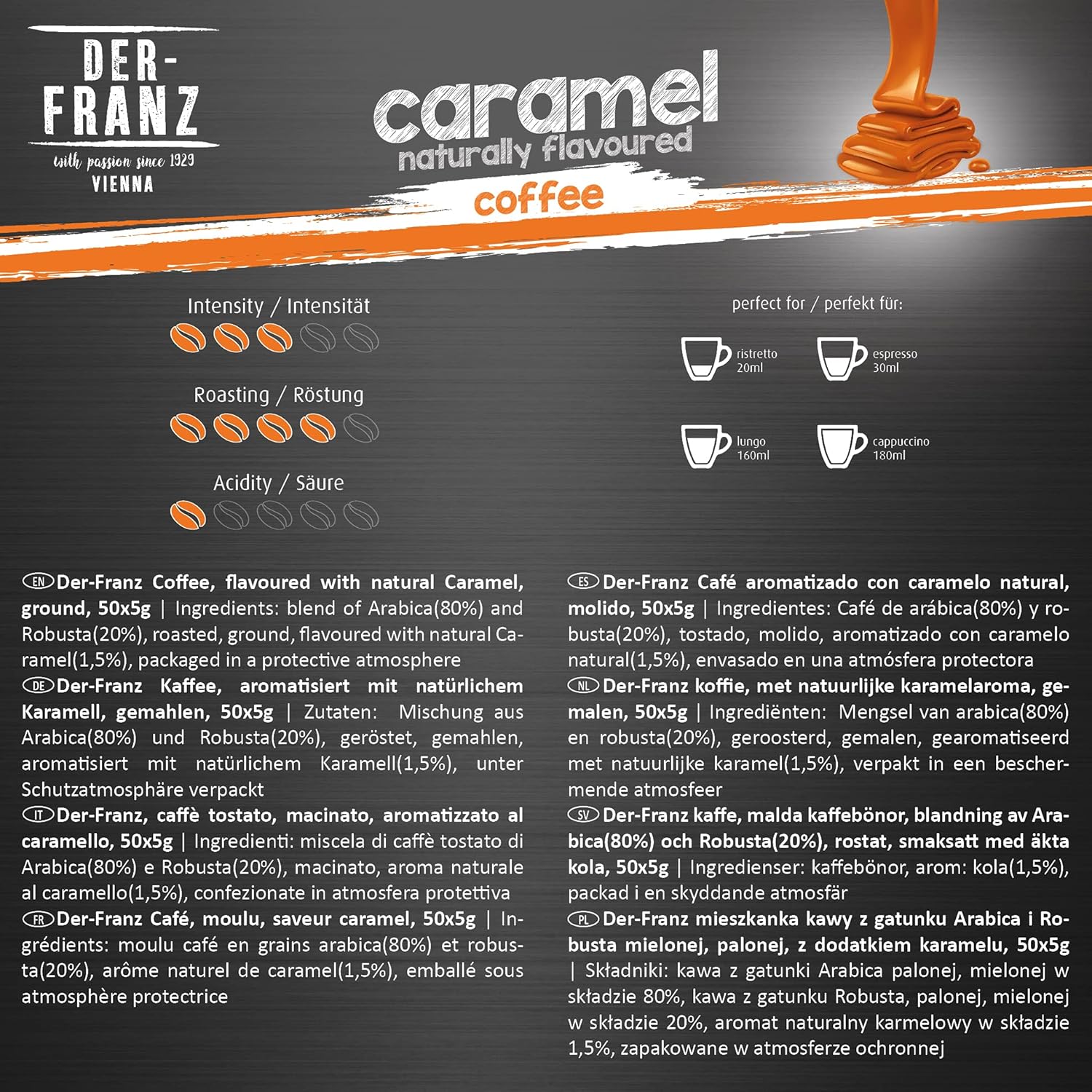 Thumbnail 6 de Der-Franz Kaffee Pack ganze Bohne, aromatisiert (5 x 500 g) – Nuss, Vanille, Schokolade, Zimt, Karamell