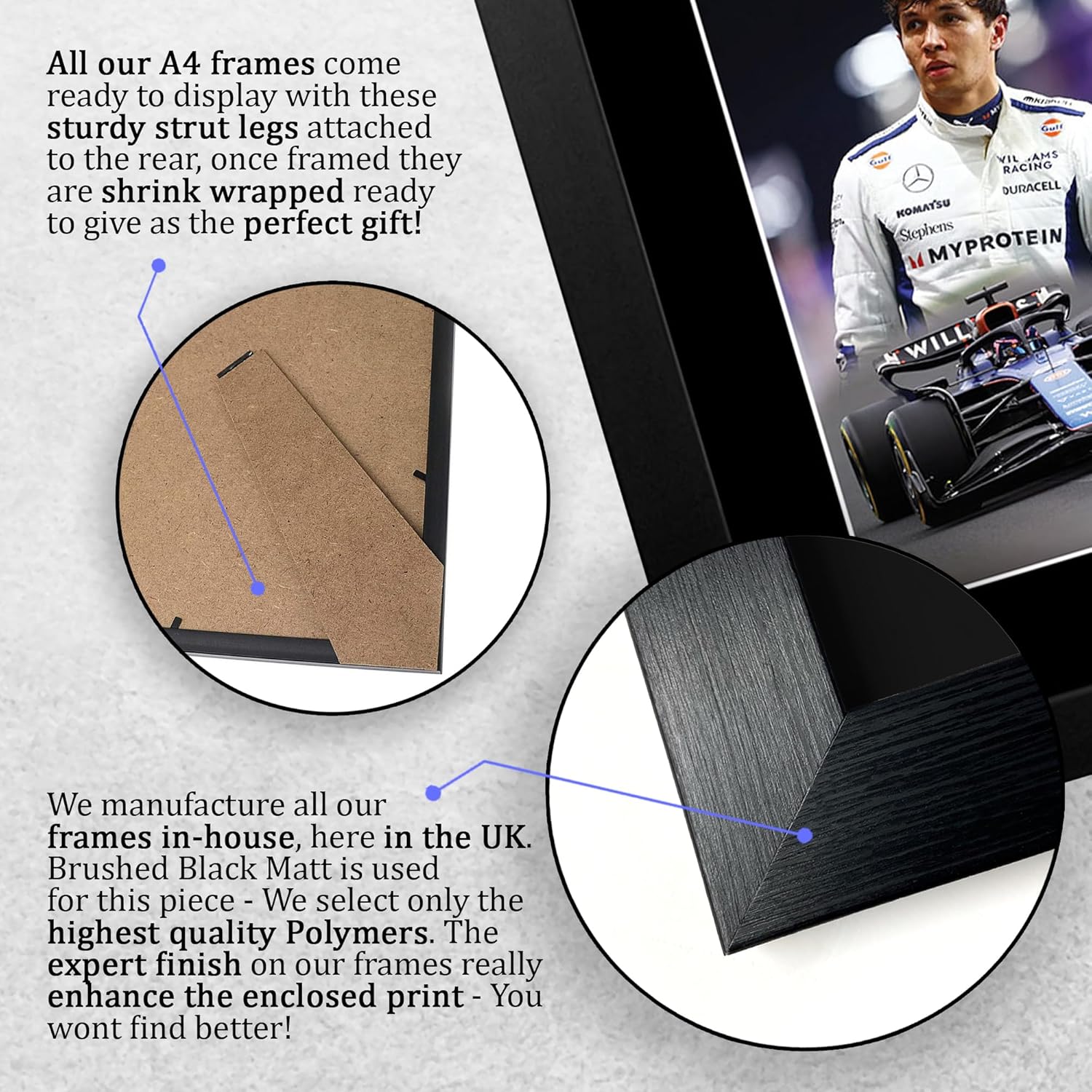 Thumbnail 6 de HWC Trading FR A4 Alex Albon Williams framed autograph picture (A4)