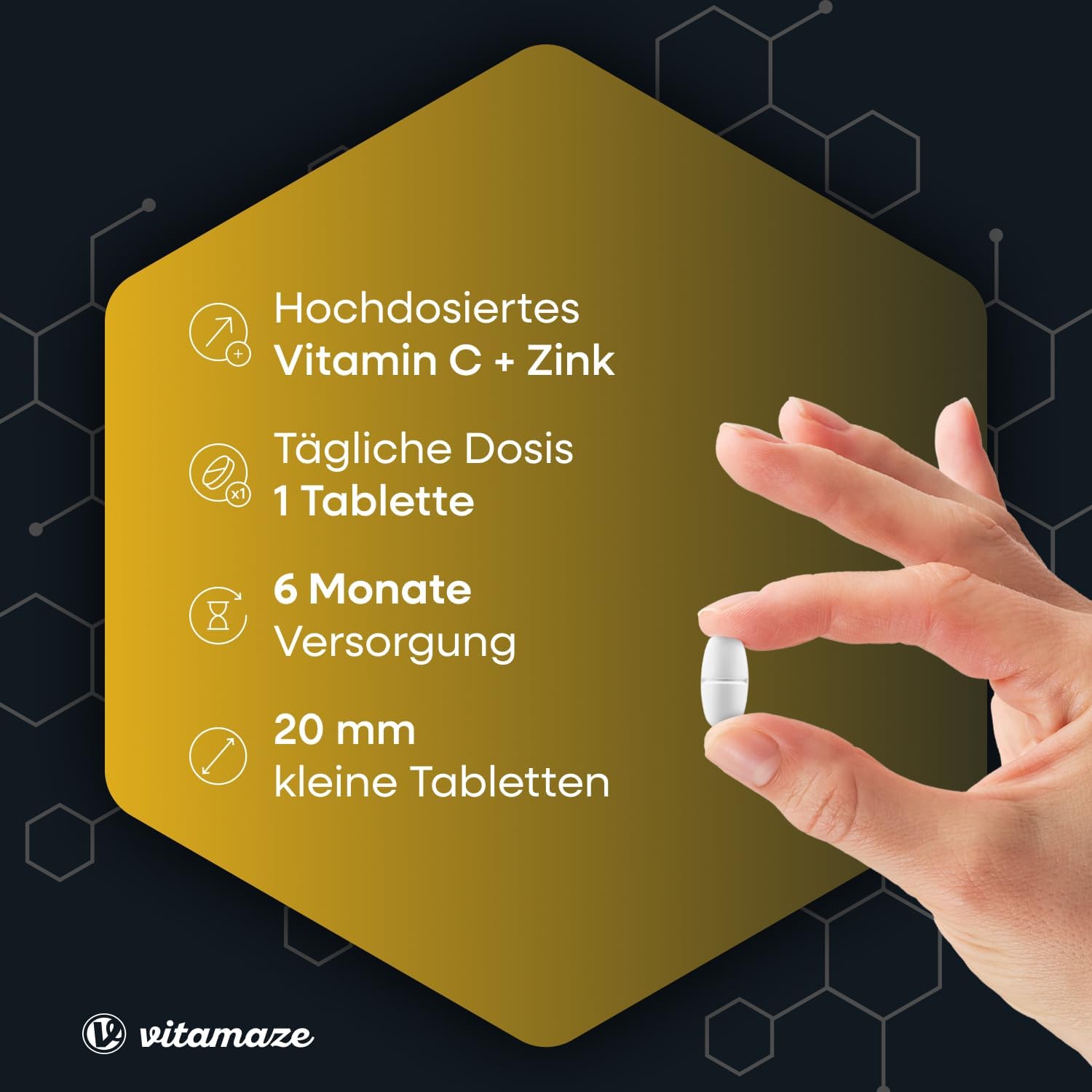 Detalle 2 de Vitamaze Vitamin C 1000 mg + Zink, 180 Tabletten