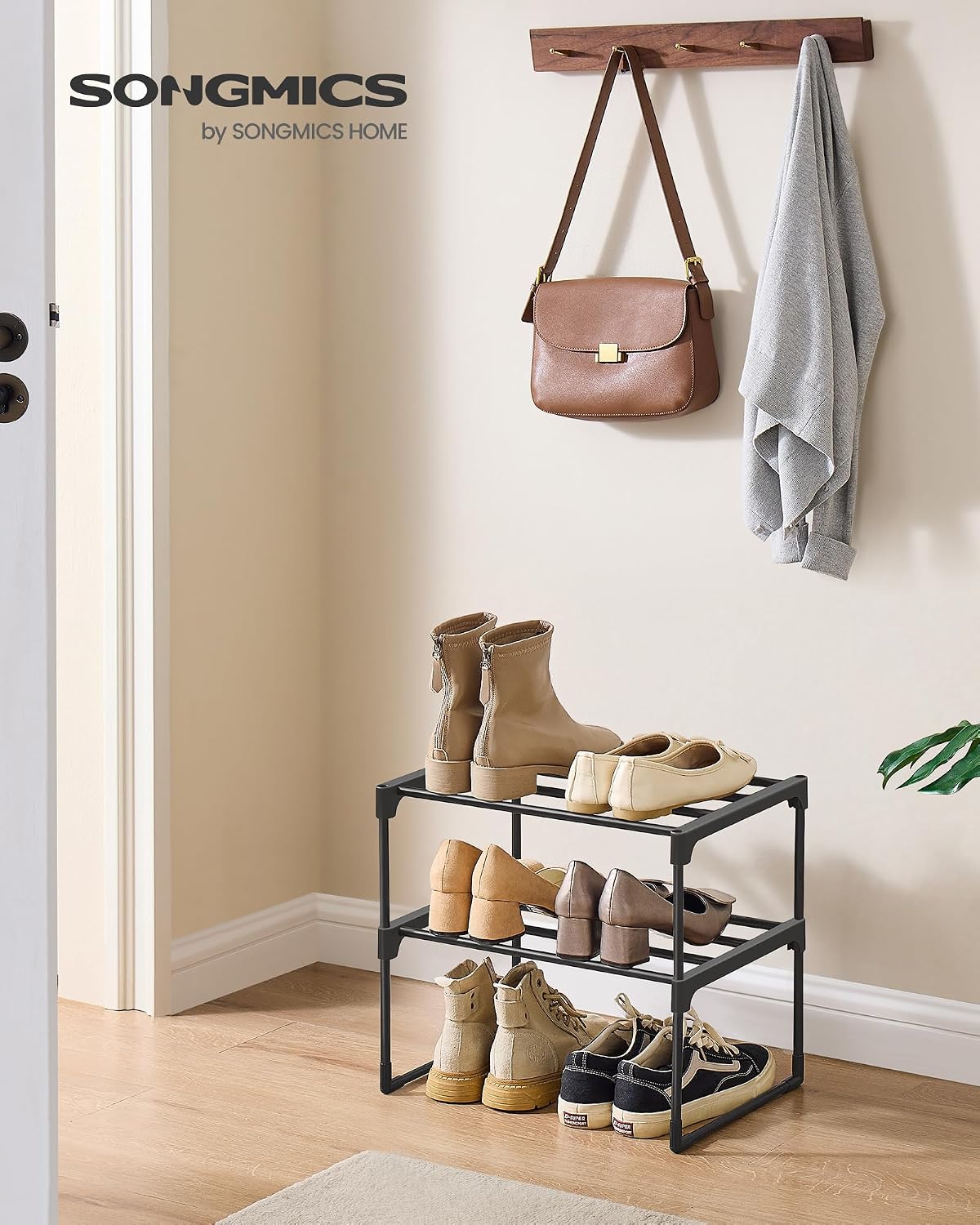 Detalle de SONGMICS 2-Tier shoe rack, 30 cm black