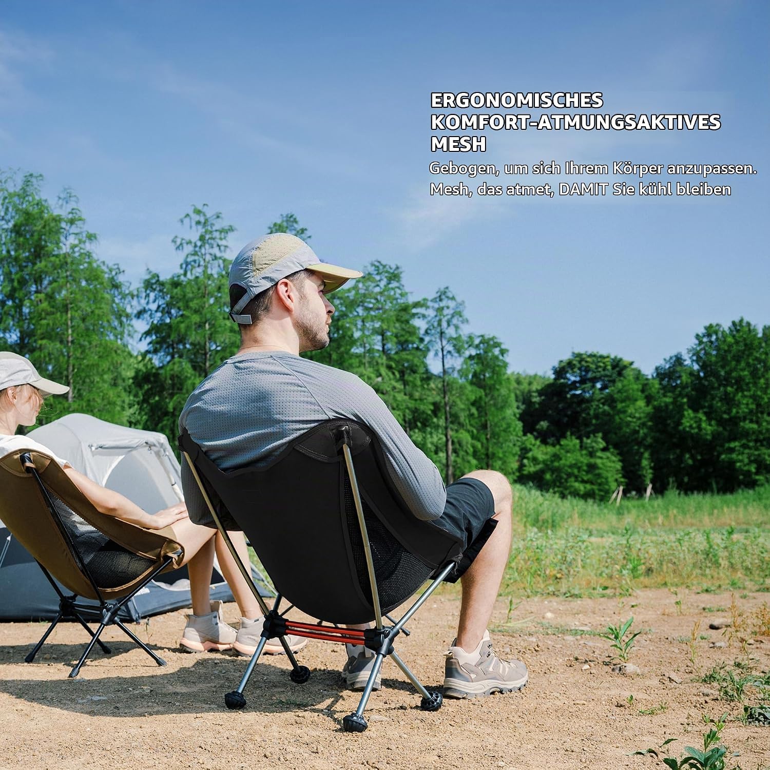 Detalle de Naturehike Campingstuhl Faltbar – ultraleicht & kompakt (Schwarz)