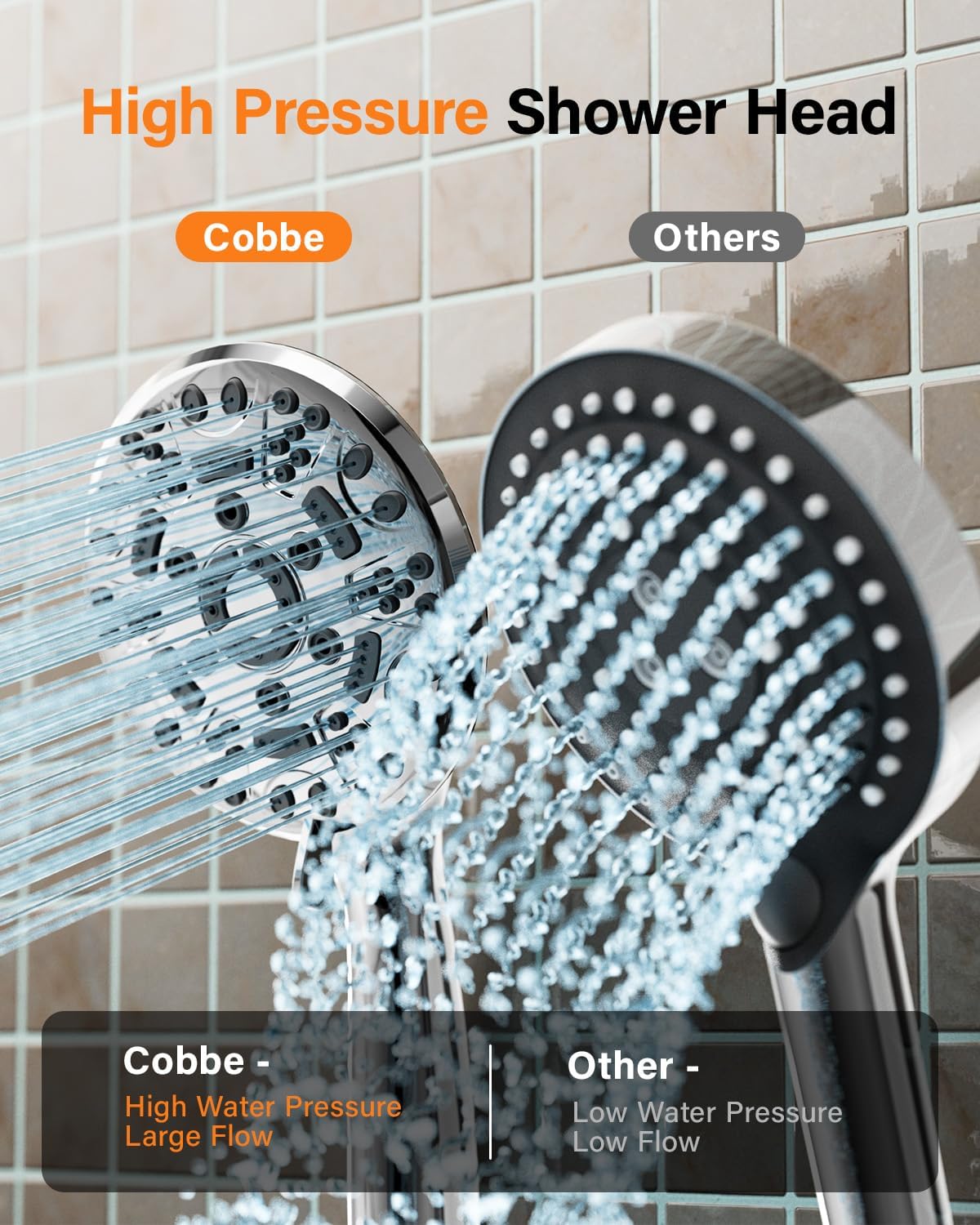 Detalle de Cobbe shower head set with 8 modes