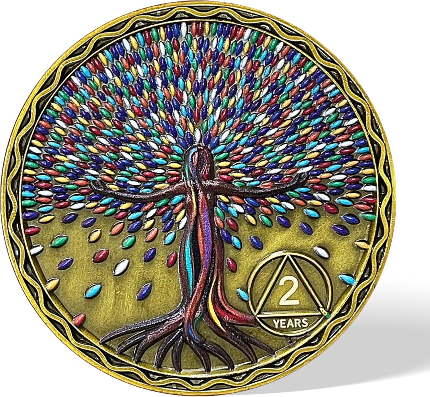 Thumbnail 1 de AtSKnSK Colorful Tree of Life 8 Year Sobriety Coin (AA Chip & Medallion with Token Capsule)