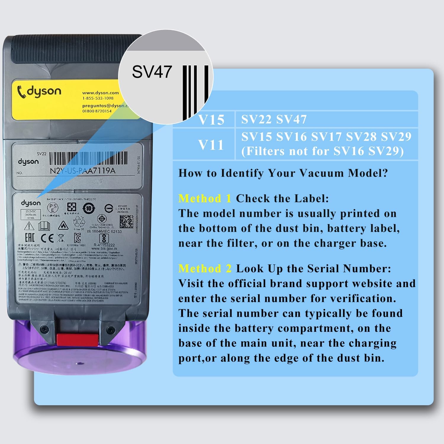 Thumbnail 2 de BOTKK V11 10,000mAh Click-In Replacement Battery for Dyson V11 and V15