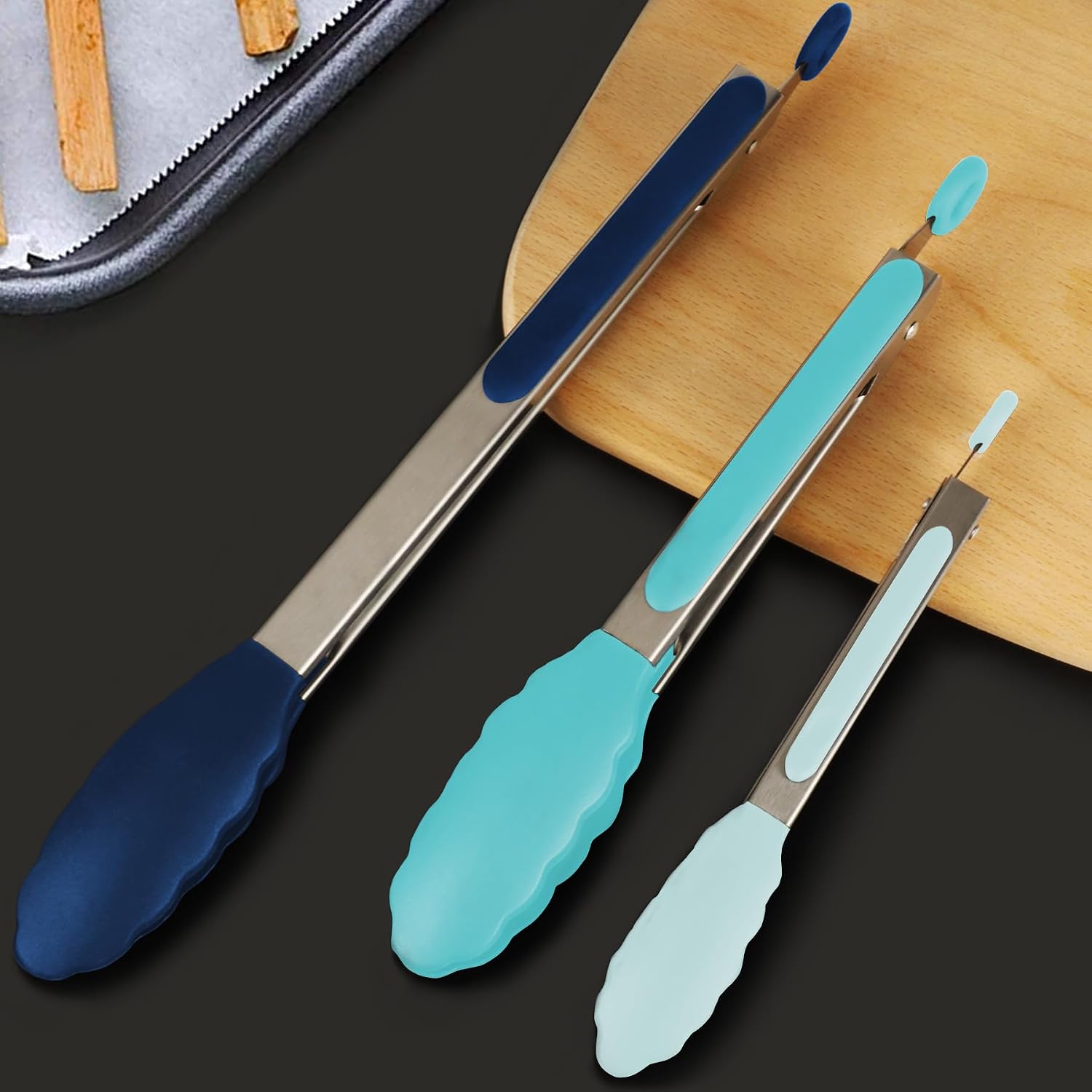 Thumbnail 5 de HOTEC Premium Stainless Steel Locking Tongs 7 9 12in Gradient Blue