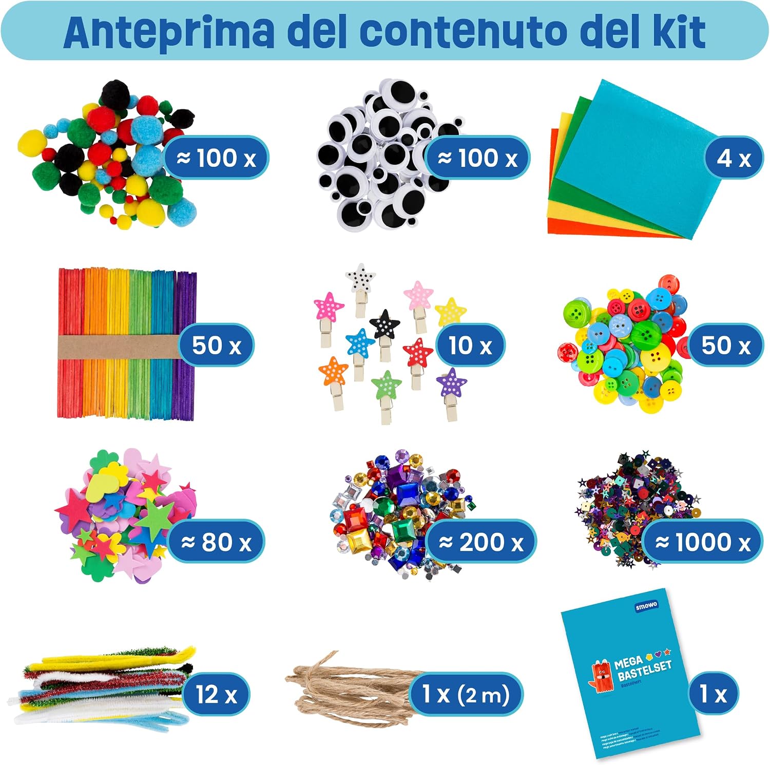 Detalle 2 de Smowo® Kit Lavoretti Creativi 1000 pezzi 🎨