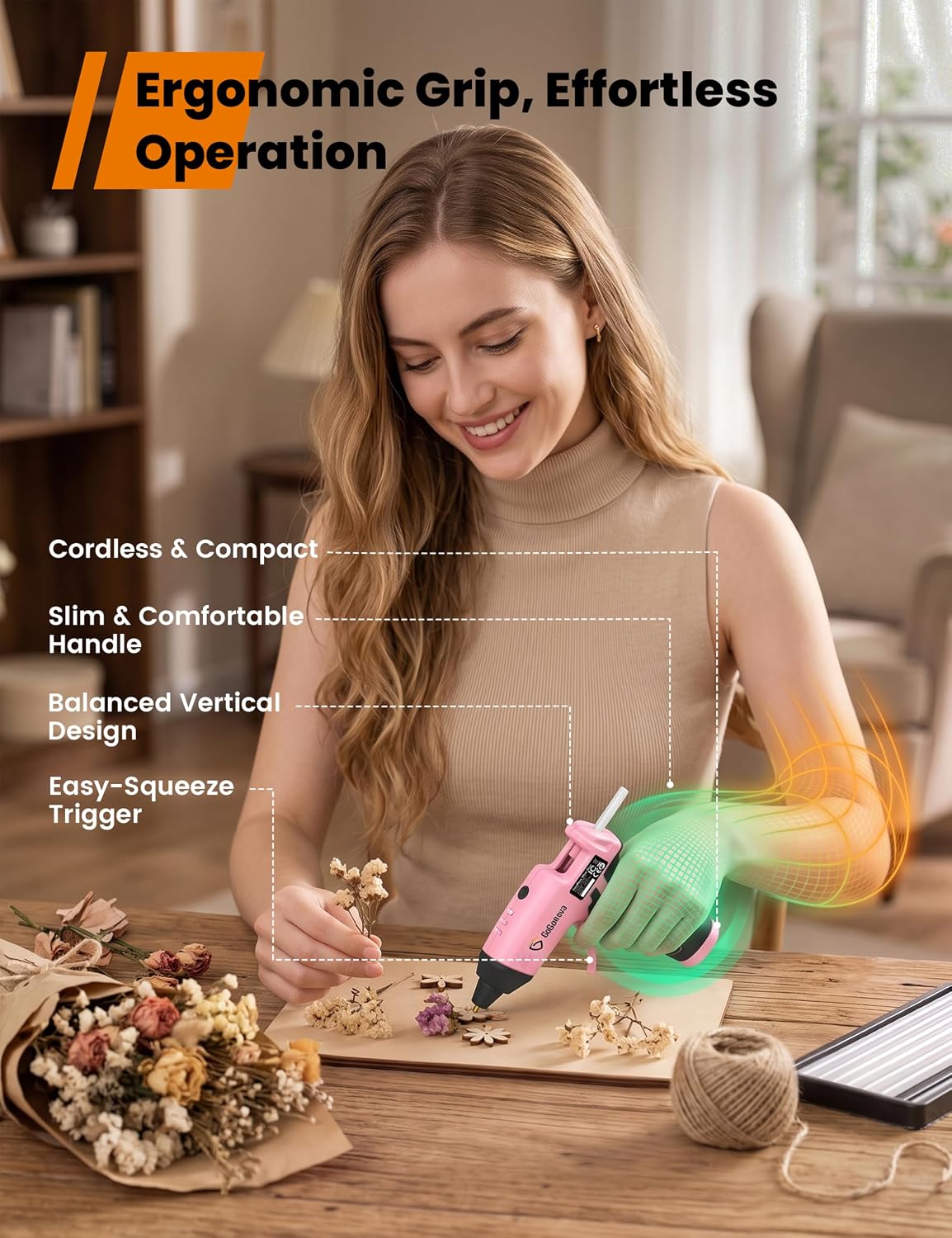 Detalle 1 de GoGonova GT01002-L4-US-A43 Cordless Hot Glue Gun Kit, 5Ah, 25 Sticks