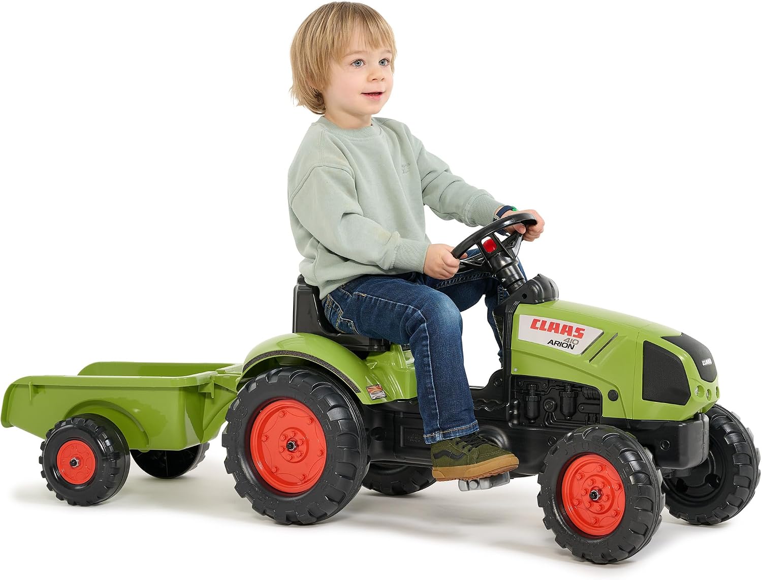 Thumbnail 2 de Falk 2040A Claas Pedal Tractor with Trailer, Steering Wheel and Horn