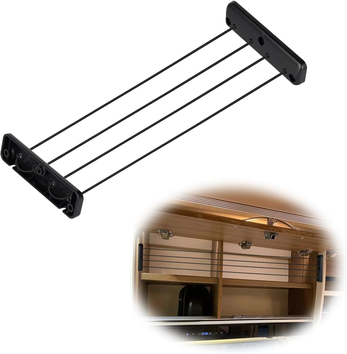 Detalle de Camper Cabinet Cargo Net – Elastic Prevent Luggage Falling Baffle for Car Camping