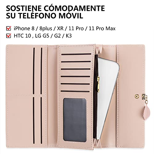 Detalle de Roulens Cartera de Mujer con RFID, Monedero Largo y Adorno Hoja