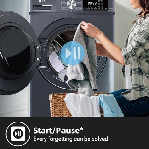 Detalle 2 de CHiQ 9kg Front Load Washing Machine with Class A for Large Families (Grey) – Space-Saving, Energy Efficient