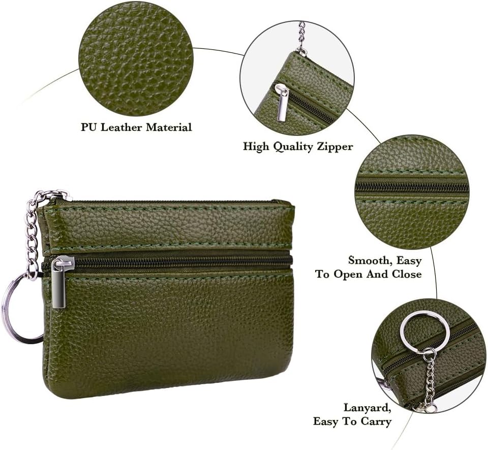 Thumbnail 1 de Aucuu Petit Porte-Monnaie Cuir Femme – Mini portefeuille multi-poches avec porte-clés, 12 x 8 cm