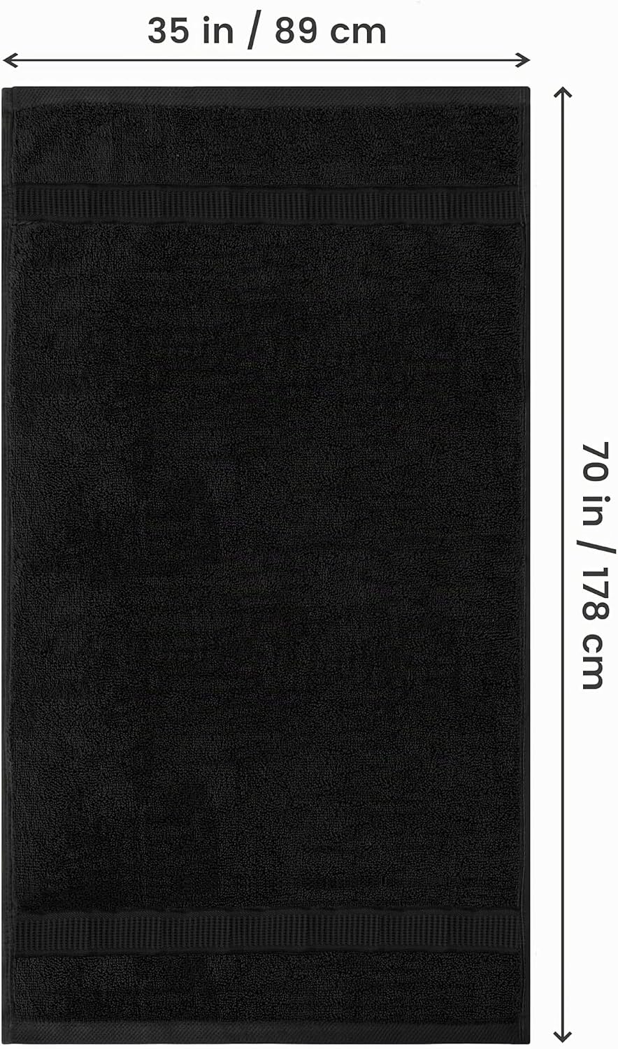 Detalle 2 de Utopia Towels 2er-Set große Badetücher aus Baumwolle 90 x 180 cm (Schwarz) mit Aufhänger