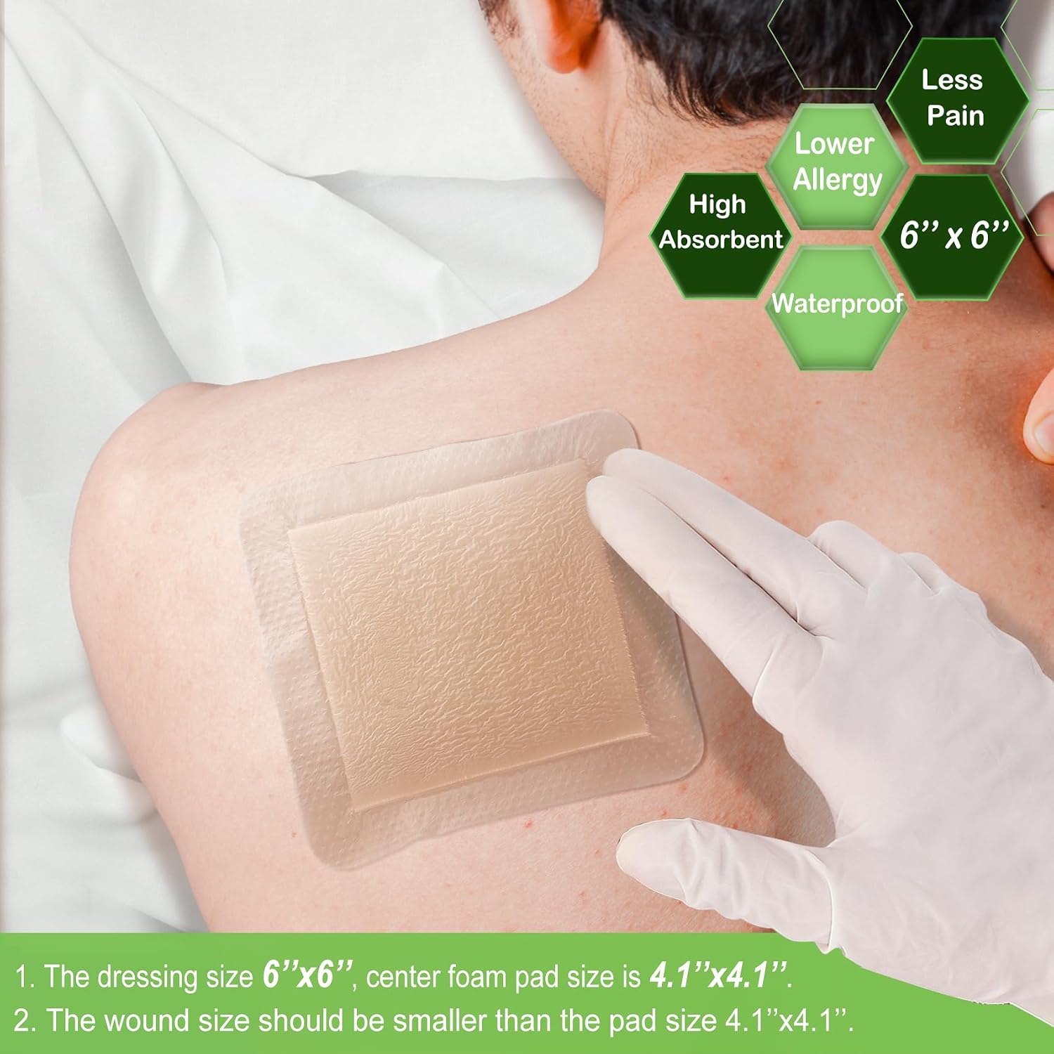 Detalle de Silicone Foam Wound Bandage 6x6, 10 Packs ⚙