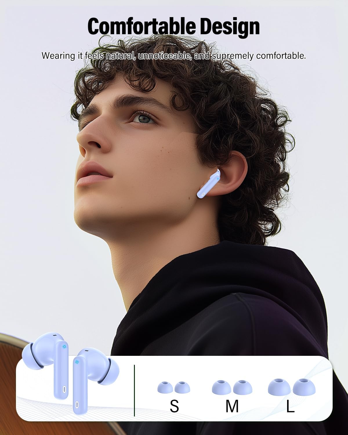 Thumbnail 5 de Wireless Earbuds with Bluetooth 5.4, IP7 Waterproof, ENC Noise Reduction, LED Display – Pale Blue