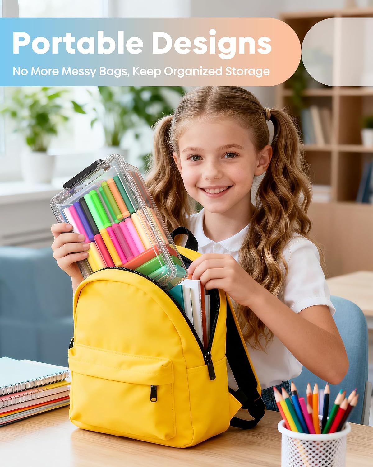 Thumbnail 6 de BiuLeon 8-Pack Clear Plastic Pencil Boxes, Stackable with Snap-Tight Lids