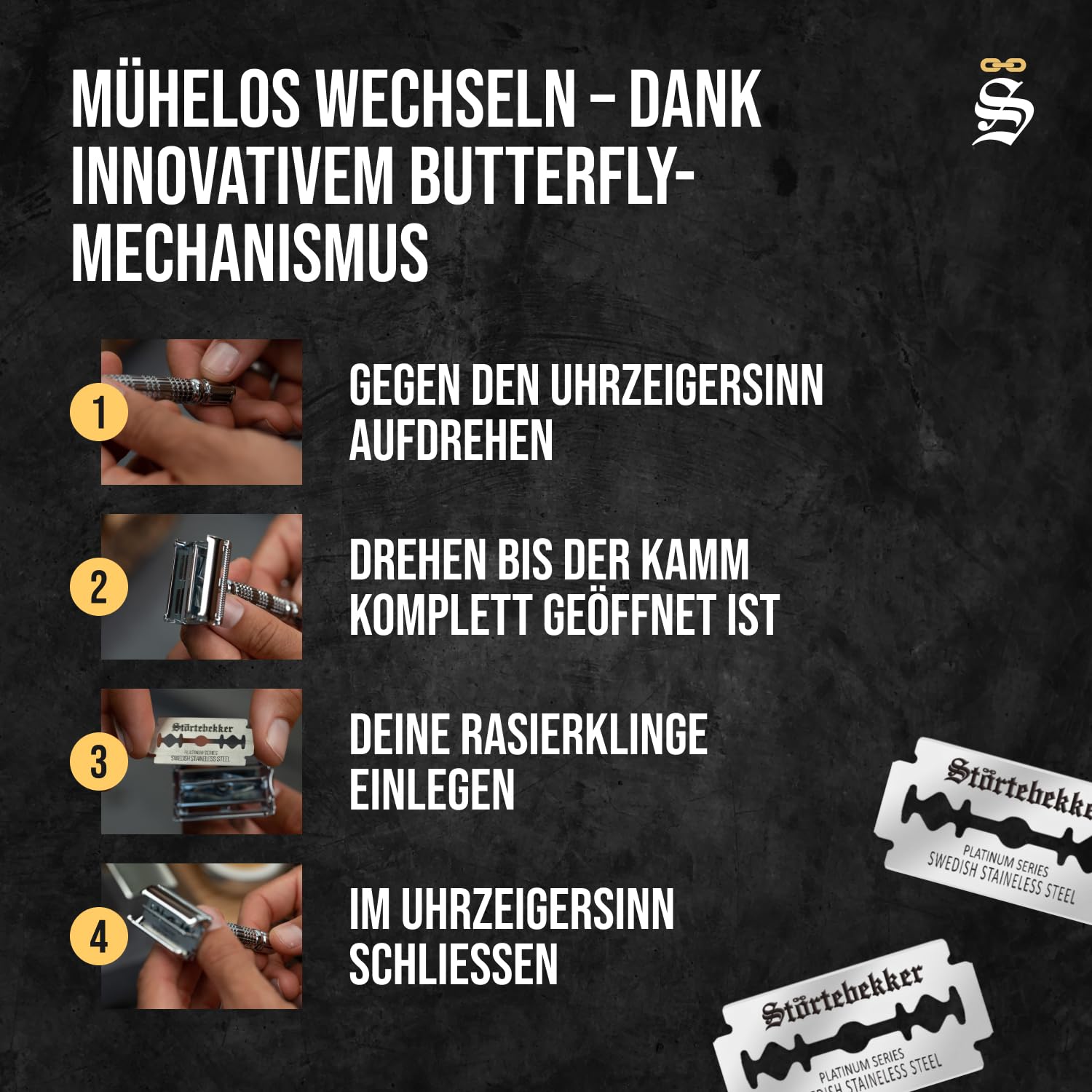 Thumbnail 2 de Störtebekker Premium Rasierhobel Hamburg – Testsieger 2024 mit 10 Rasierklingen & Leder-Etui