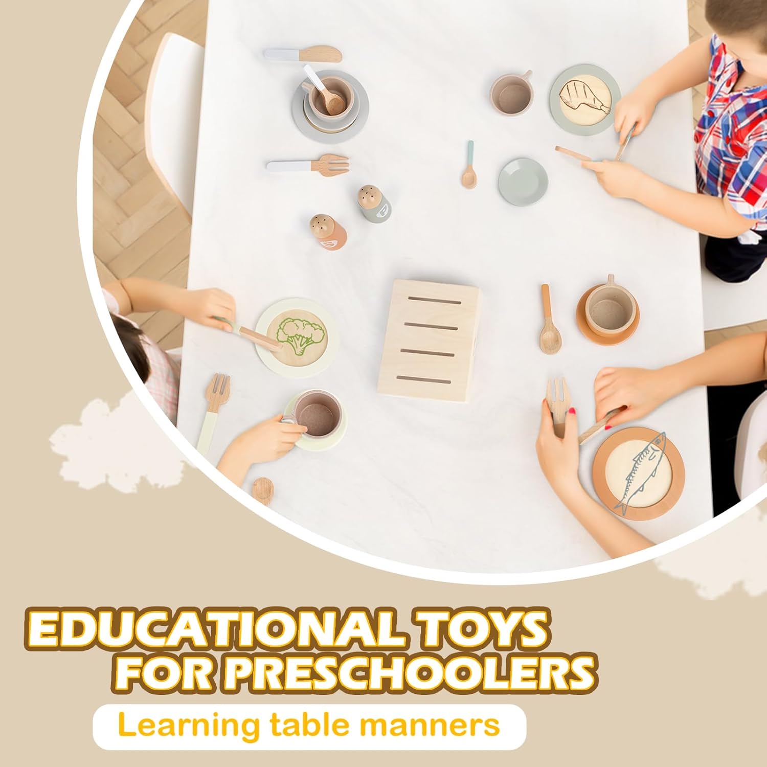 Thumbnail 4 de Dreamon Wooden Play Food Set (27 PCS) – Toddler tea set kitchen toy for pretend play