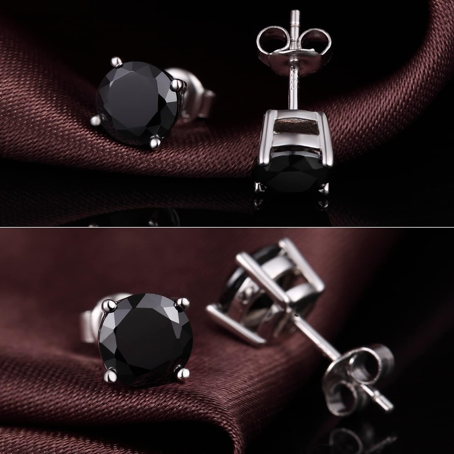 Thumbnail 1 de jiamiaoi 18K Weißgold plattiert Brillant-Diamant Ohrstecker aus 925 Sterling Silber (4–8 mm) für Damen & Herren