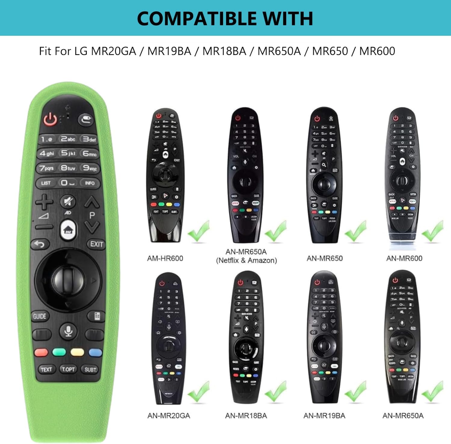 Thumbnail 1 de Silicone protective case for LG Magic Remote AKB75855501 (MR20GA, MR19BA, MR18BA, MR650A, MR600) – Glow Green