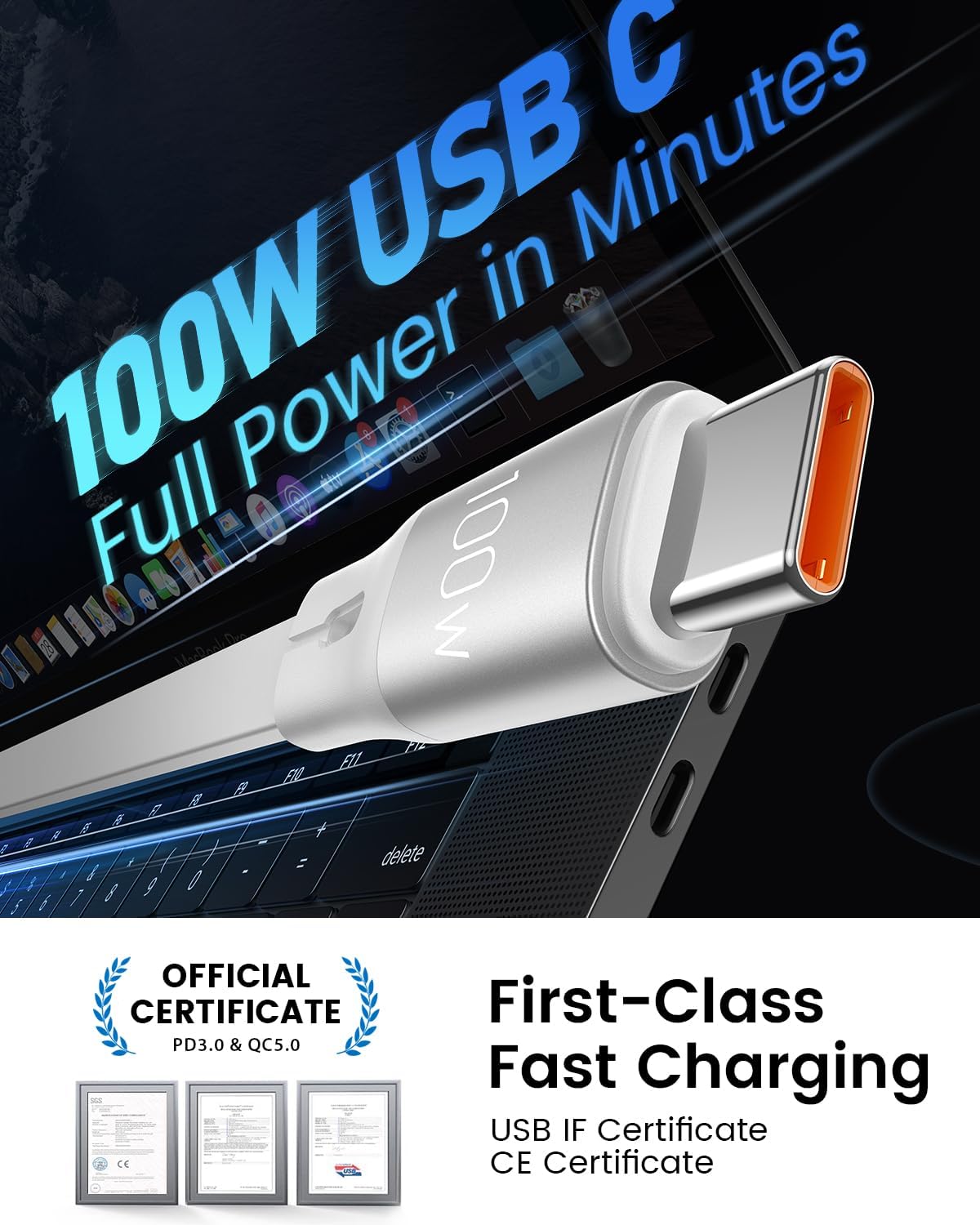 Thumbnail 6 de CAFELE 100W 6-in-1 Retractable Multi Charger Cable: USB A/C, 130cm, PD3.0 Fast Charge