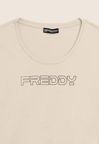 Detalle 1 de FREDDY T-Shirt Manica Corta con Logo Outline Glitter – Donna, White, Large