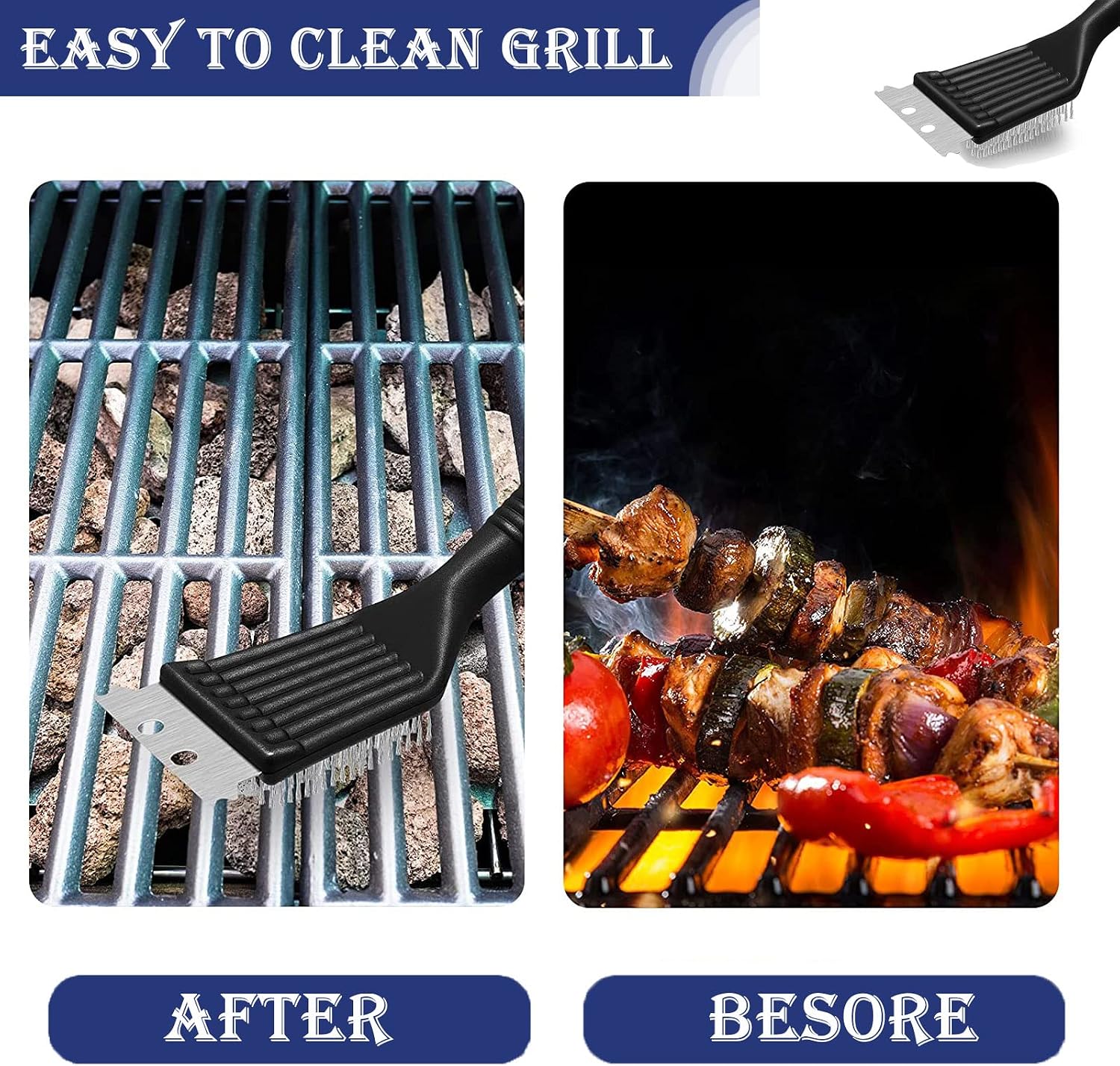 Detalle de Wjyzzzh BBQ Cleaner 2-Piece Stainless Steel Wire Brush Set for Grills and Ovens