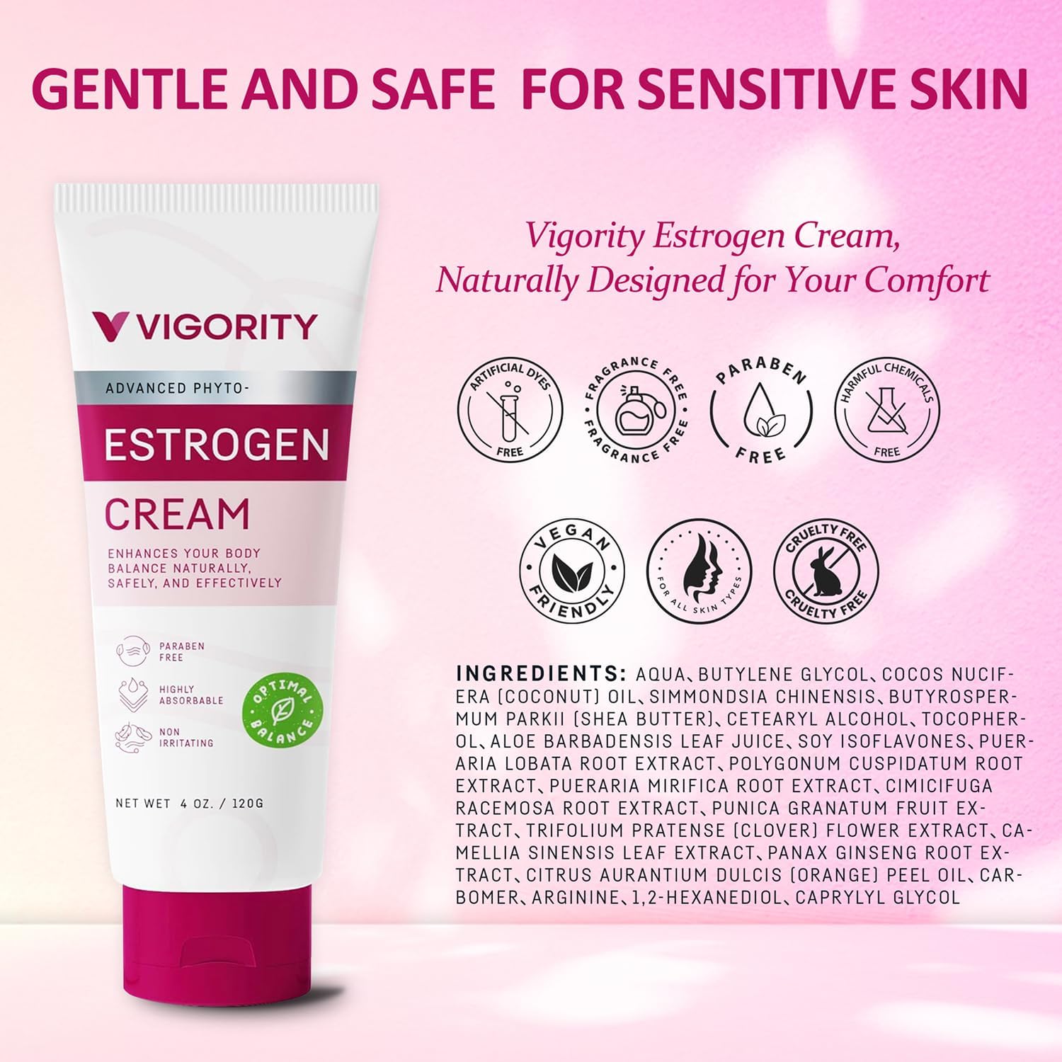Detalle de Estrogen Cream For Women: Natural Bioidentical Hormone Support (4 Oz, 3-Month Supply)