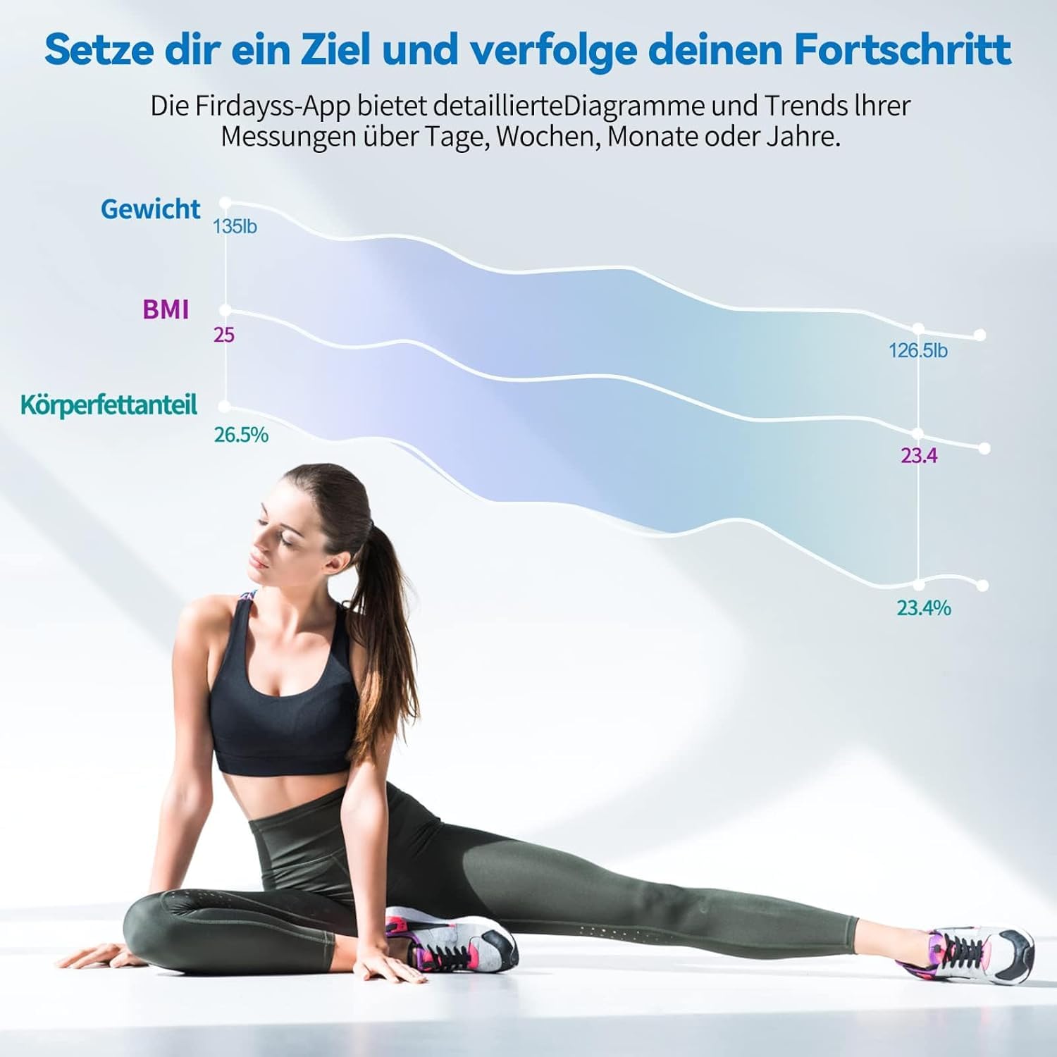 Thumbnail 3 de Lepulse Körperfettwaage Lescale F4 – Personenwaage mit Körperfettanalyse, 22 Messwerten und großem Farb-Display (weiß)