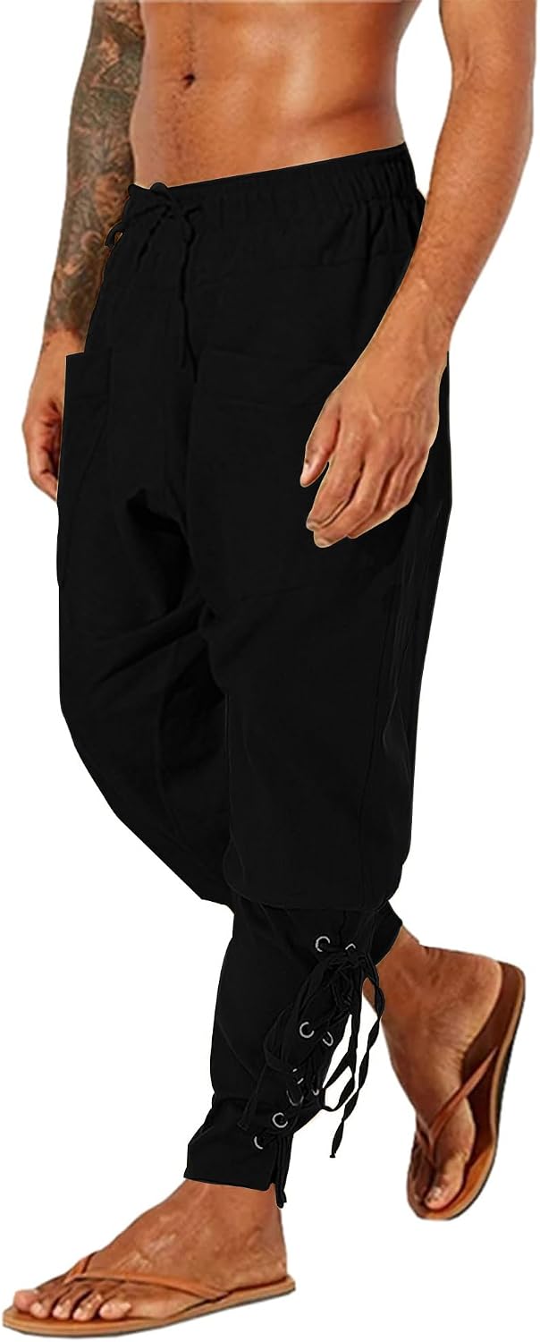 Detalle de LVCBL Mittelalter Leinenhose Retro