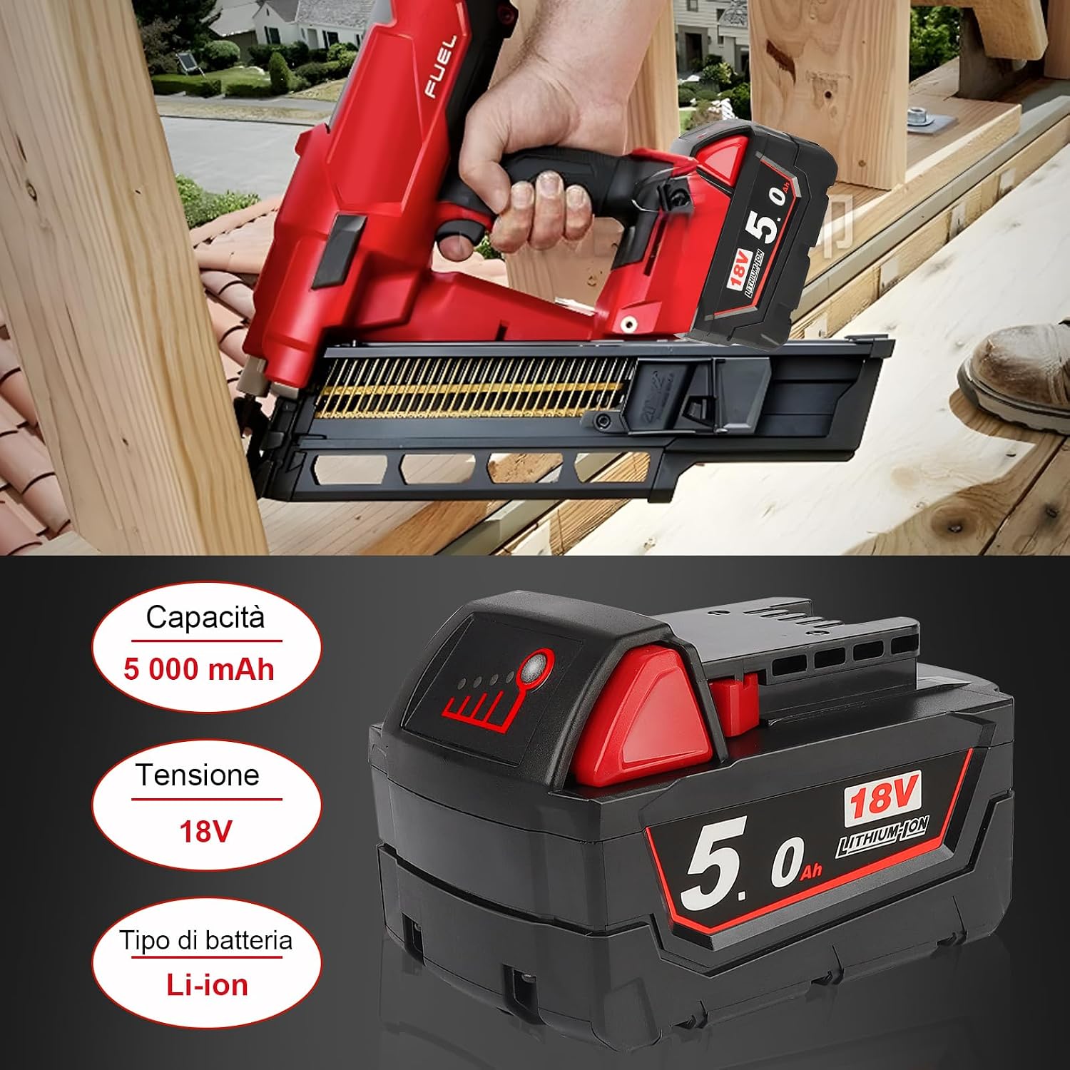 Detalle 2 de Waitley M18B5 batteria 5,0 Ah per utensili