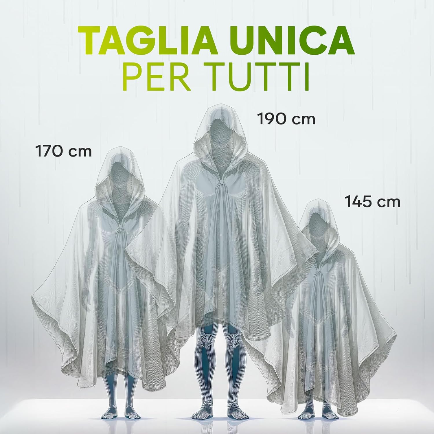 Thumbnail 3 de ZENO Poncho Antipioggia Uomo e Donna: mantella impermeabile ultracompatta, 200 cm di busto e 130 cm di lunghezza