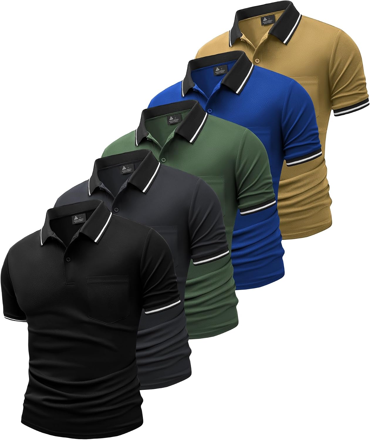 Thumbnail 5 de SwissWell Polo da Uomo a Maniche Corte Pacco da 5 per Golf, Tennis e Tennis T-Shirt leggera e traspirante