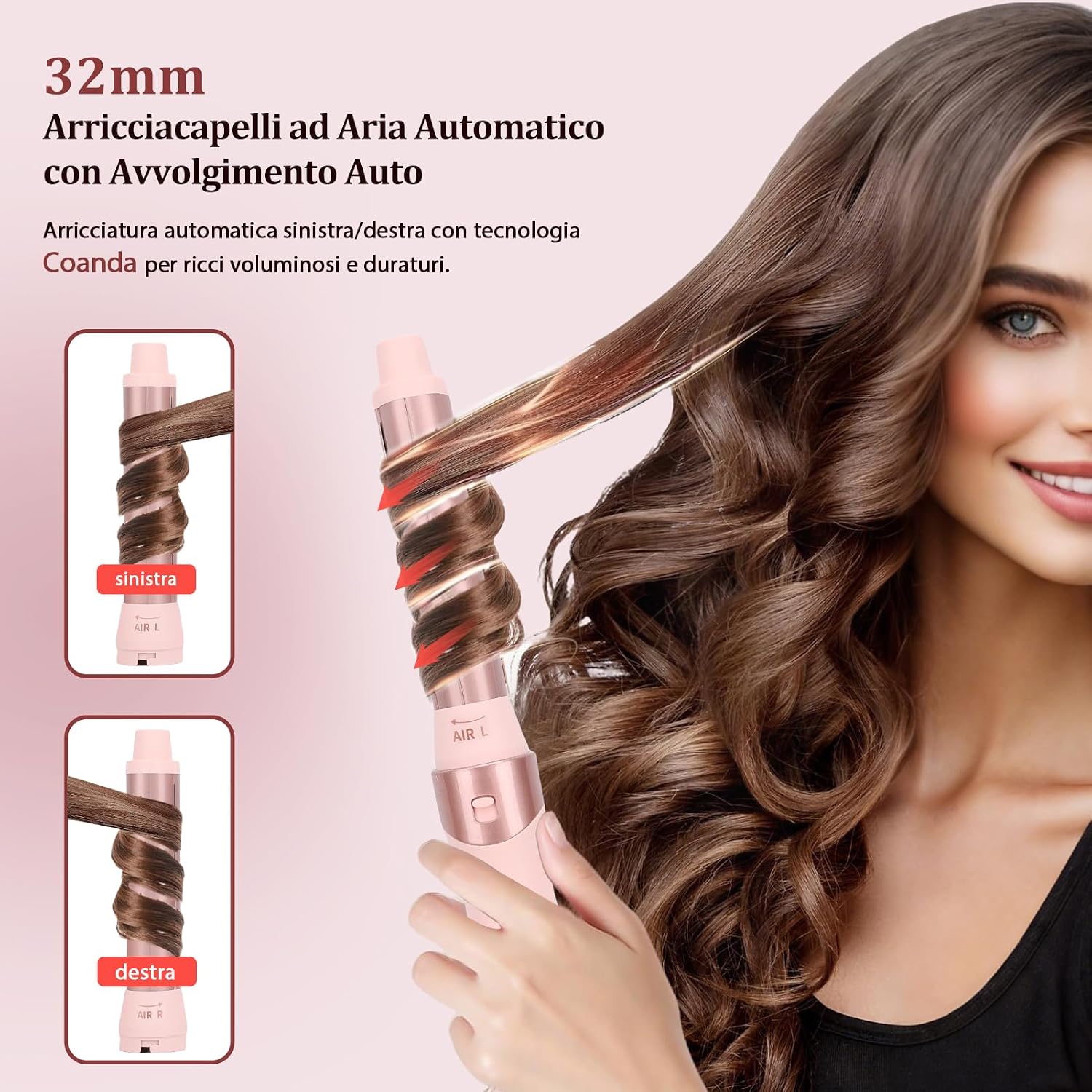 Detalle 2 de AraSyelon 9 in 1 Styler Multifunzione per Capelli con aria calda e ferro arricciacapelli automatico 32 mm
