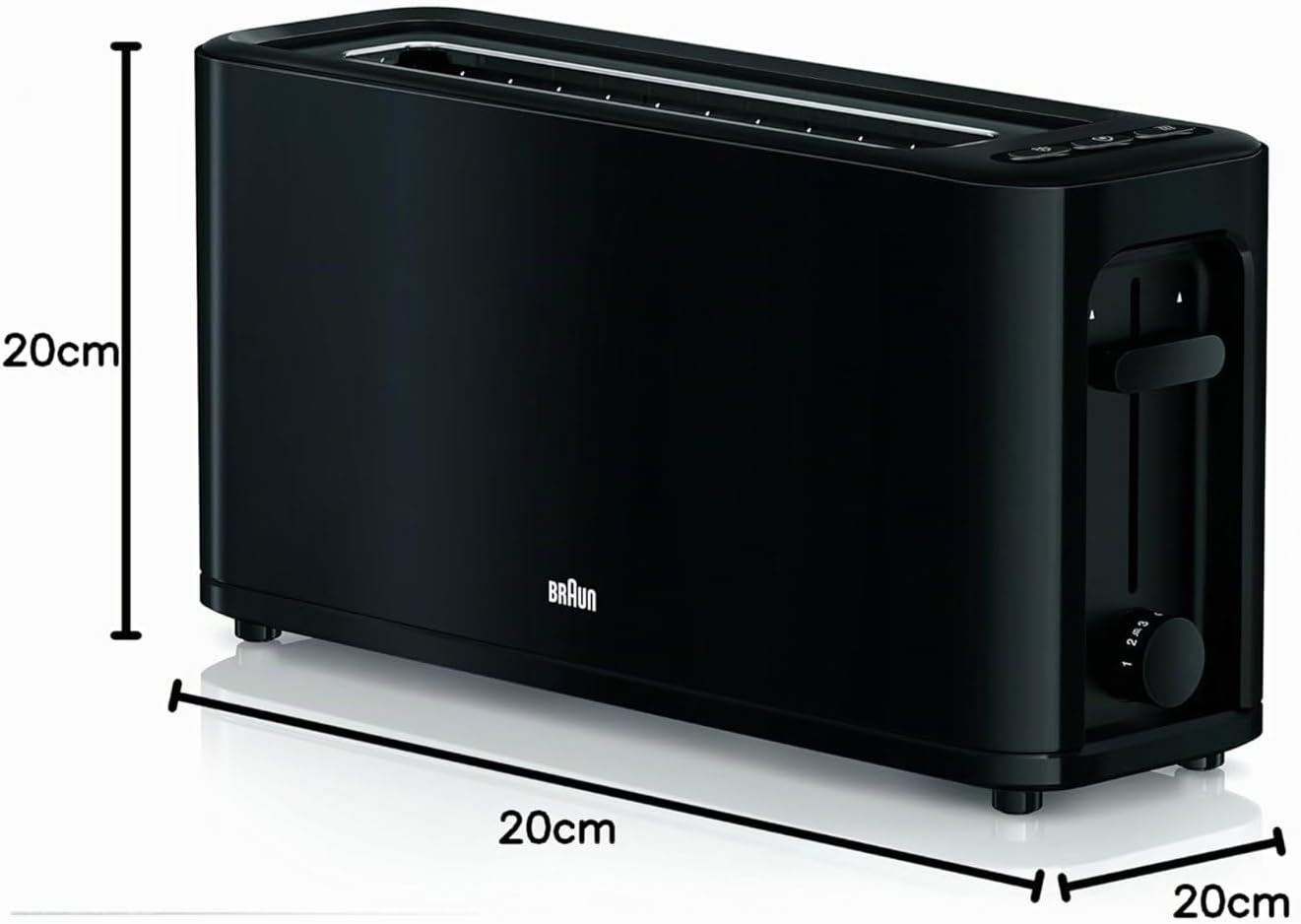 Detalle de Braun Household HT 3110 BK Toaster (Langschlitz, Extrabreite Toastkammer, Aufwärmen & Auftauen) – Schwarz